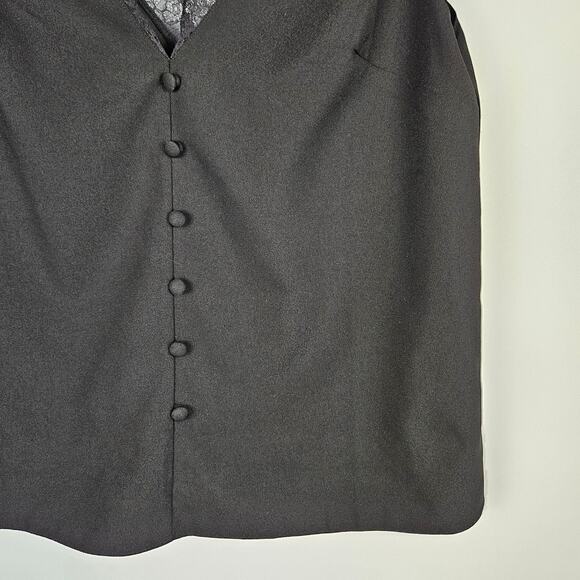 Abound Black Faux Button Lace Trim Dressy Tank Boxy Size Medium Sexy Romantic - Picture 6 of 9